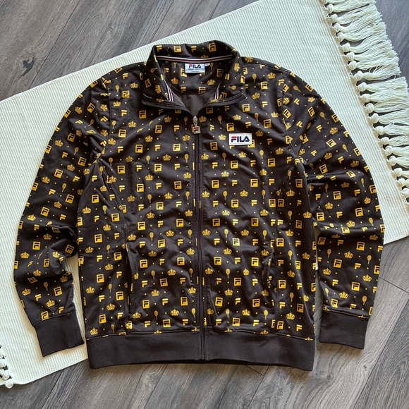 FILA for Urban Outfitters gold monogram print track jacket - Picture 1 of 7